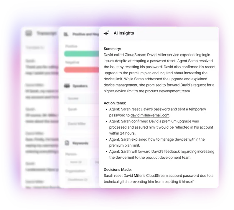 AI-generated summary and action items